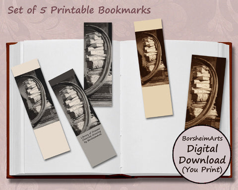 set of five digital download art bookmarks... great stocking stuffers.  Bookmark too bent and worn?  No worries, print another page and get five more to trim and use.