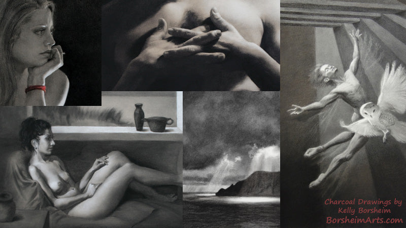 Charcoal drawings by Kelly Borsheim... order yours today!