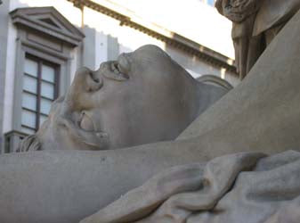 Pilates a tear escapes the eye of the slain brother in this marble sculpture by Pio Fedi in Loggia dei Lanzi Florence Italy