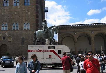 Piazza della Signoria with the Loggia dei Lanzi and the sculpture by Pio Fedi in the background, Florence, Italy