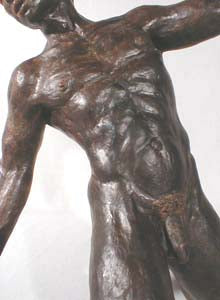 Torsione Nude Male Dancer Twists Torso On His Knees Movement Bronze Statue