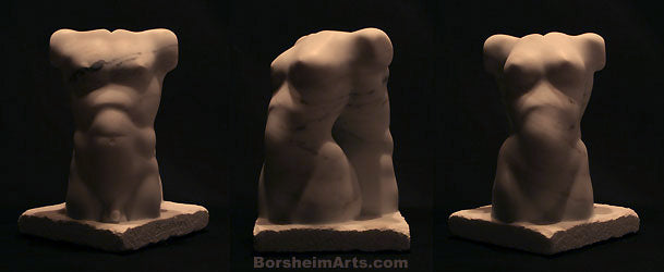 Back to Back Marble Sculpture of Man and Woman Two Torsos