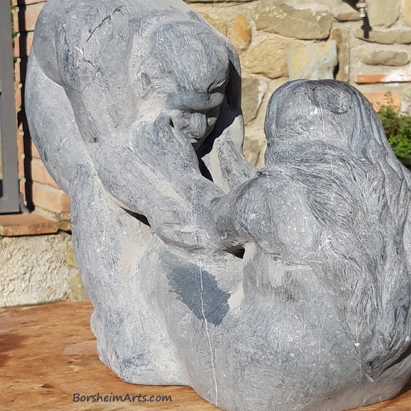 Stone Sculpture of Couple Man helping a woman Contemporary Art Carving