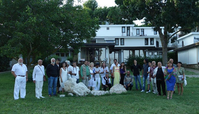 A large group of international artists and art symposium organizers Rusalka Bulgaria