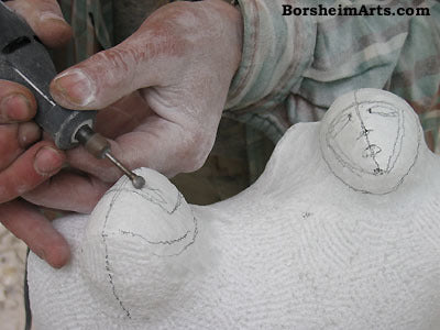 Carving Faces in Marble for Couple Sculpture