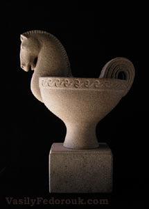 Horse Vase Sculpture Stone Carving