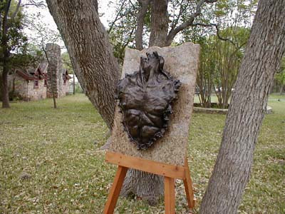 Shield Large Garden or Gate Sized Bronze Male Nude Sculpture