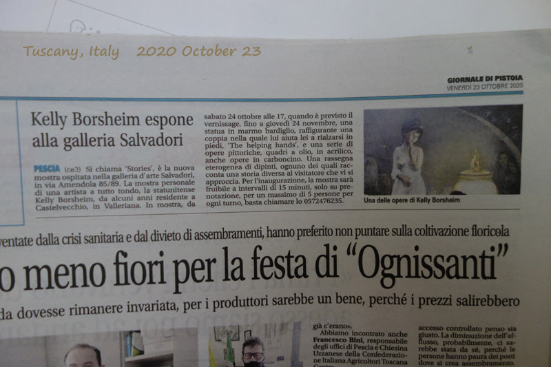 Pistoia newspaper article by Greek Italian journalist Emanuele Cutsodontis for art exhibit in Pescia