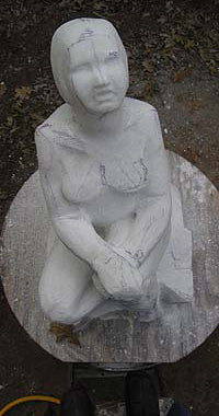 Carving the Marble Woman Stargazer