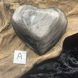 Silver sheen obsidian heart