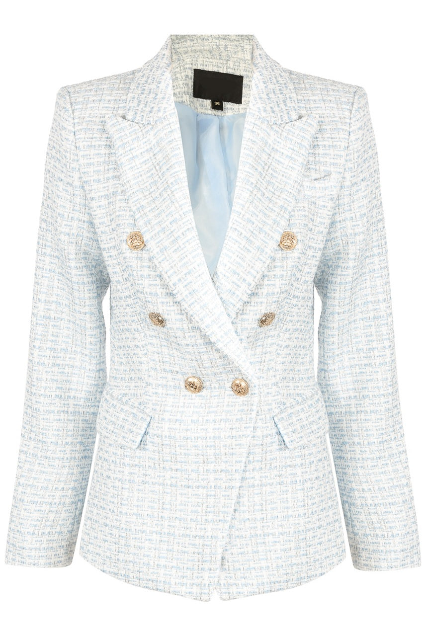 At øge Alarmerende Dempsey Balmain Inspired Celebrity Tweed Blazer - Pale Blue | Victoria – Cheshire  Style Boutique