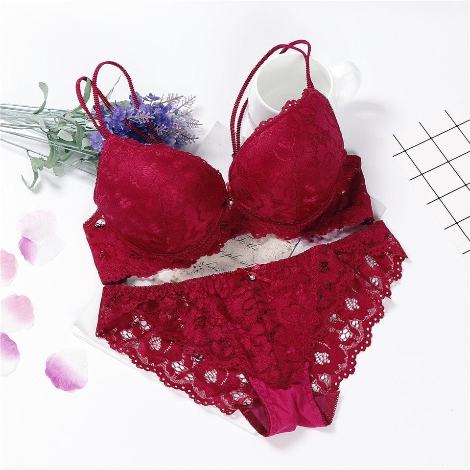 Sexy Wine Lace Bra Set Lingerie Underwear Fashion Sexy Underwear Womens  Super Thin Transparent Bra And Panty Set Intimates From 7,45 €