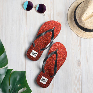 red glitter flip flops