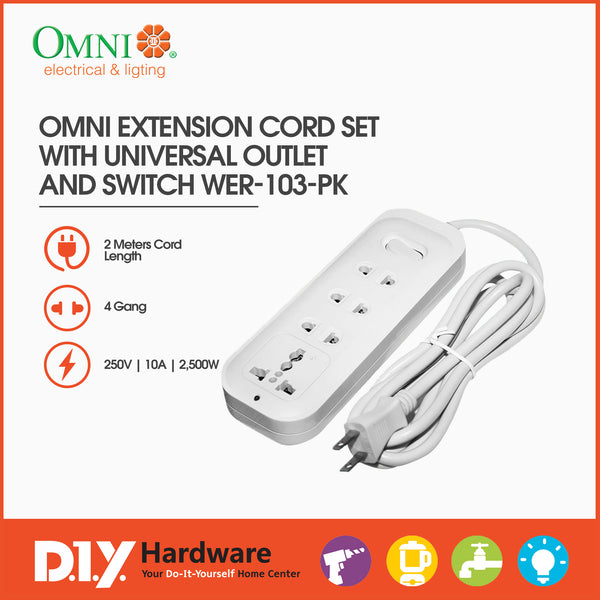 ECO Extension Cord Set 3-Gang 4-Meter Wire 10A - WEE-003-PK