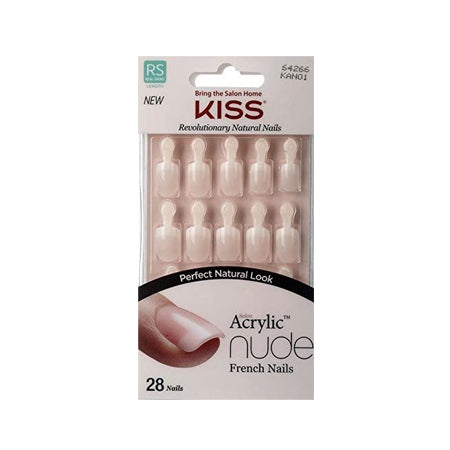 Kiss Salon Acrylic French Nude Nails Short Length Kan01 28 Pack Gordons Direct