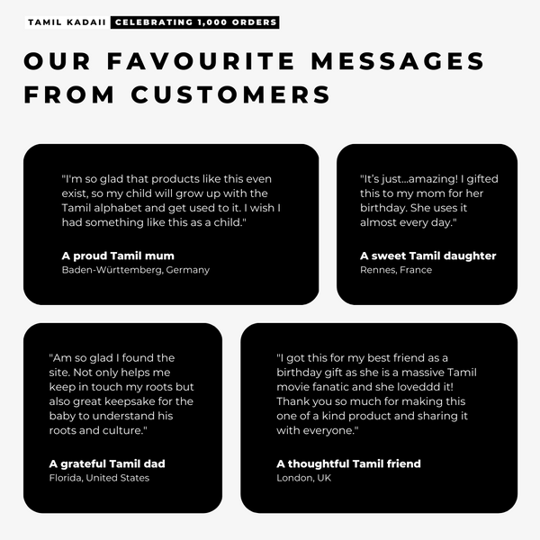 Our favourite messages from our Tamil Kadaii customers