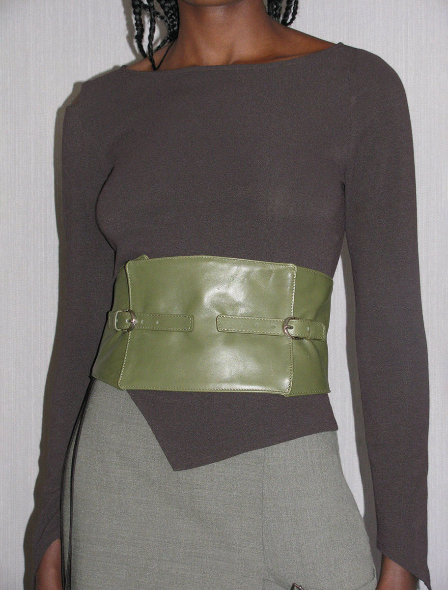 GLORY-Green felt shoulder bag with embroidered logo