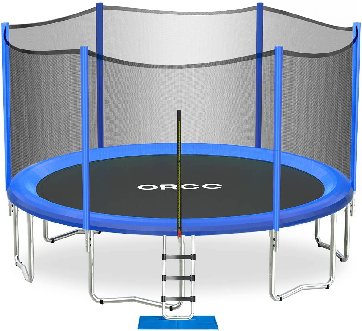ORCC Trampolines 450 LBS Weight Capacity for Kids and Family, 16 15 14 12 10 FT Round Trampoline with Safety Enclosure Net, Large Backyard Trampoline with Ladder Jumping Mat Outdoor Workout