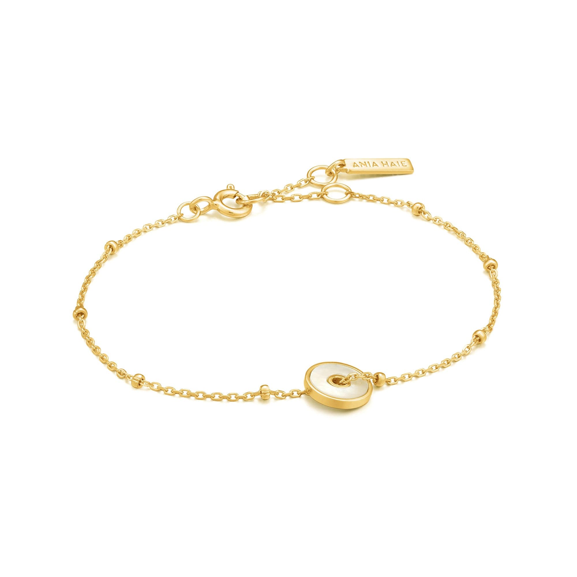 Gold Mother Of Pearl Disc Bracelet