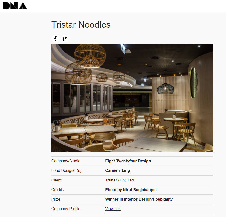 Tristar Noodles, Winner in Interior Design / Hospitality