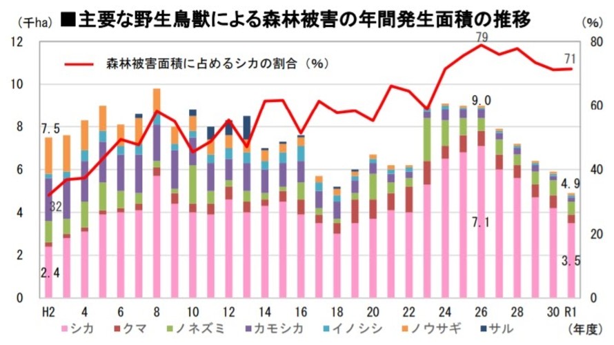 野生鳥獣による森林被害