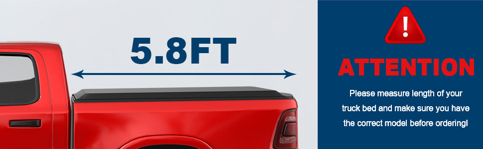 4 Fold 5.7FT Soft Tonneau Cover For 2009-2023 Dodge Ram 1500 Fleetside Inclu. Classic & New Body (w/o RamBox) (67.4 inch Bed) Truck Bed