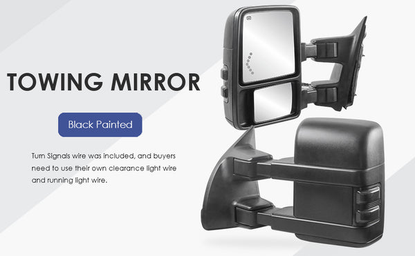 Black-Power-Heated-Tow-Mirrors-For-1999-2007-Ford-F250-F350-F550-Super-Duty