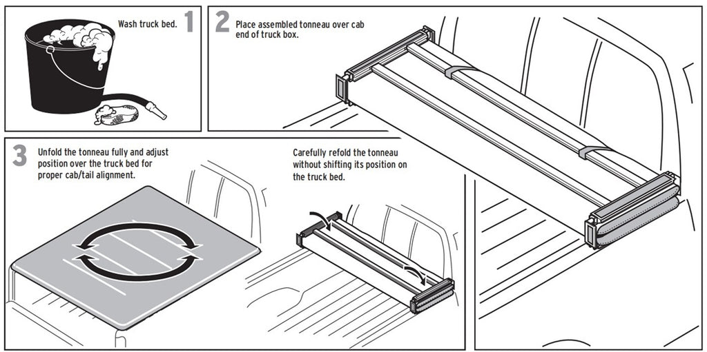 Soft fold tonneau cover - Installation Guide Step 1-3
