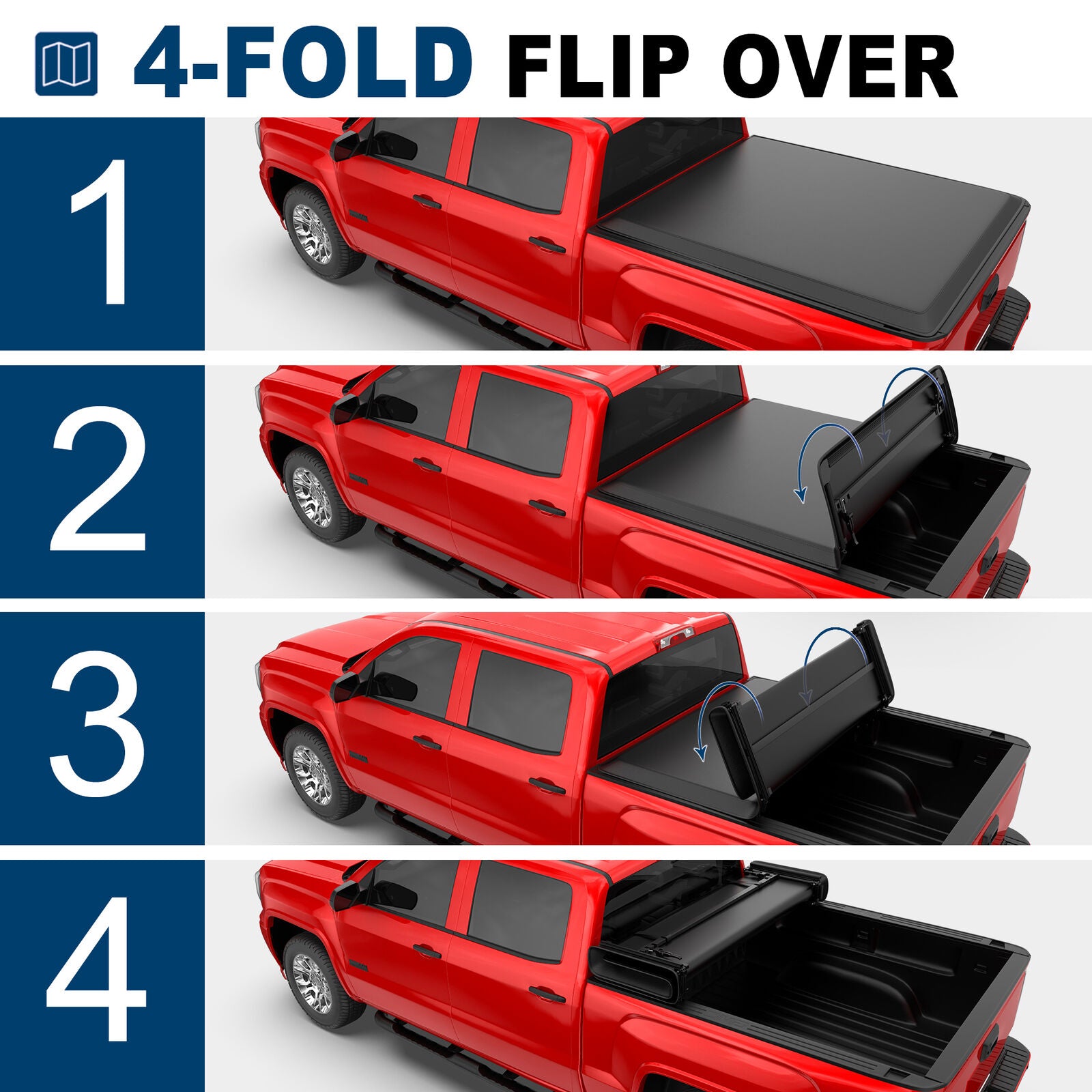 For 2019-2021 Silverado Sierra 1500 4 Fold 5.8FT Soft Tonneau Cover