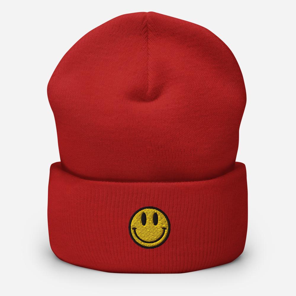 beanie with smiley face logo