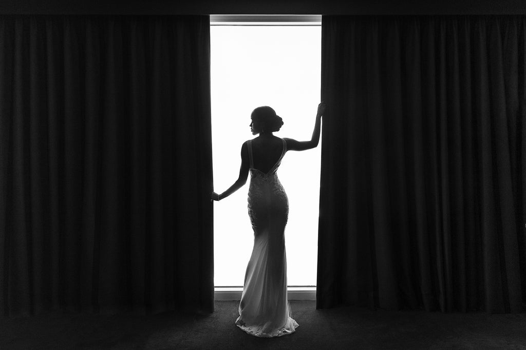 Andre Brown Photography black and white bridal image silouette