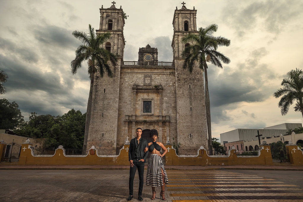Andre Brown Photography engagement photo in front of old mission