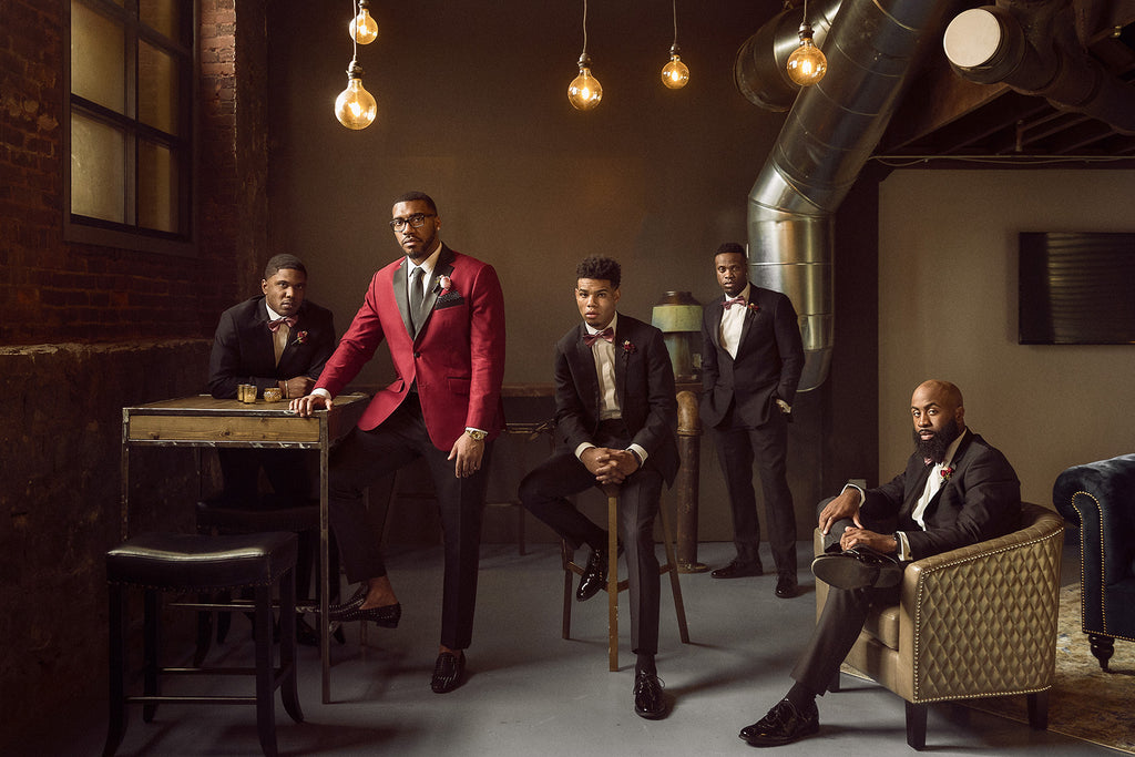 Andre Brown Photography groomsmen in library