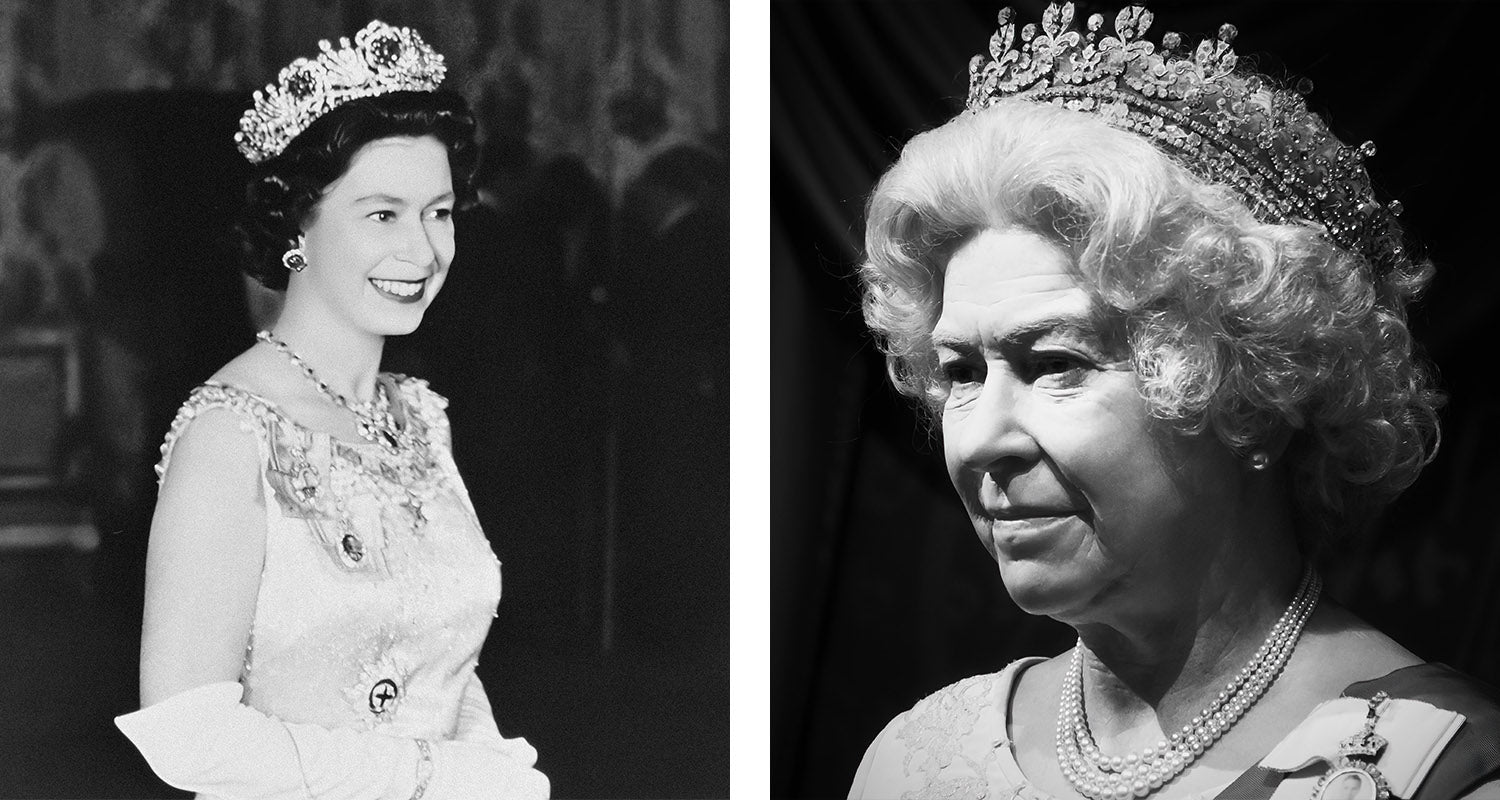 Queen Elizabeth II wearing gemstone jewellery