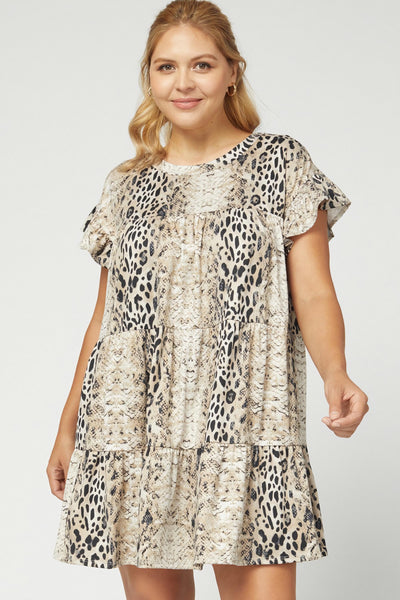 Plus Size Snake Leopard Print Dress