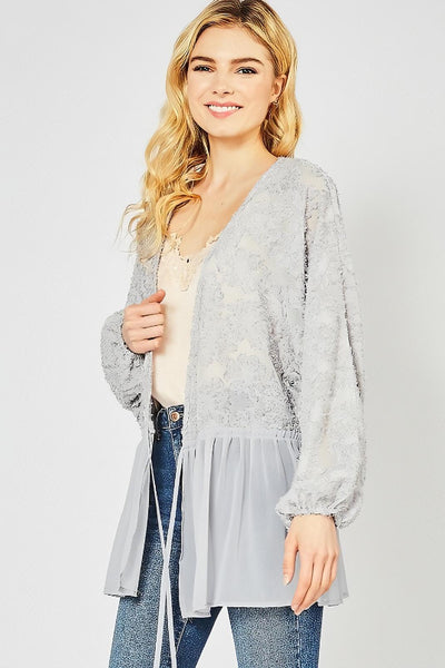 Textured Peplum Cardigan