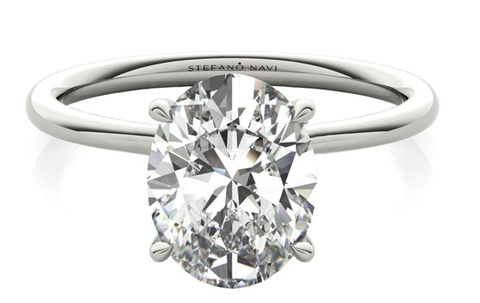 engagement ring in white gold with lab created diamond