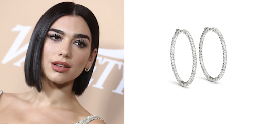 Dua Lipa hoop earrings in white gold