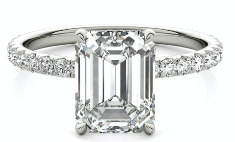 emerald cut lab grown diamond engagement ring