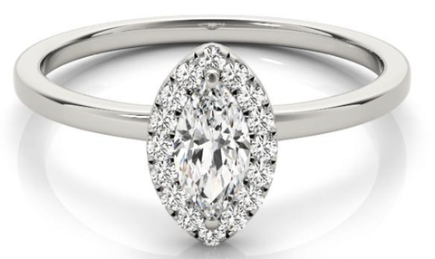 Lab created marquise diamond engagement ring