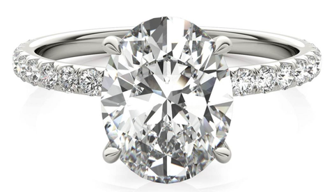 Oval lab grown diamond engagement ring