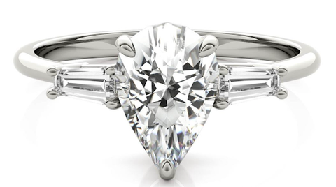 pear cut lab grown diamond engagement ring