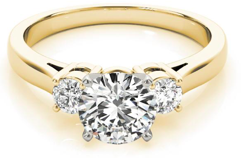 yellow gold man made diamond engagement ring