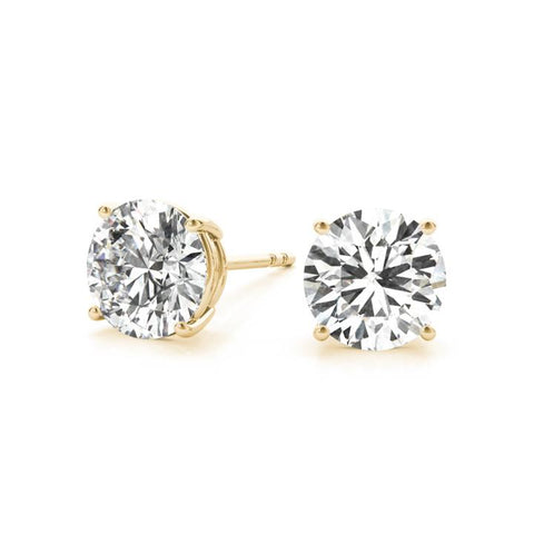 lab grown diamond stud earrings in 14k yellow gold