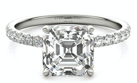 asscher cut lab grown diamond engagement ring