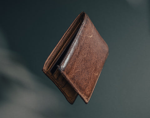 portefeuille compact en cuir véritable