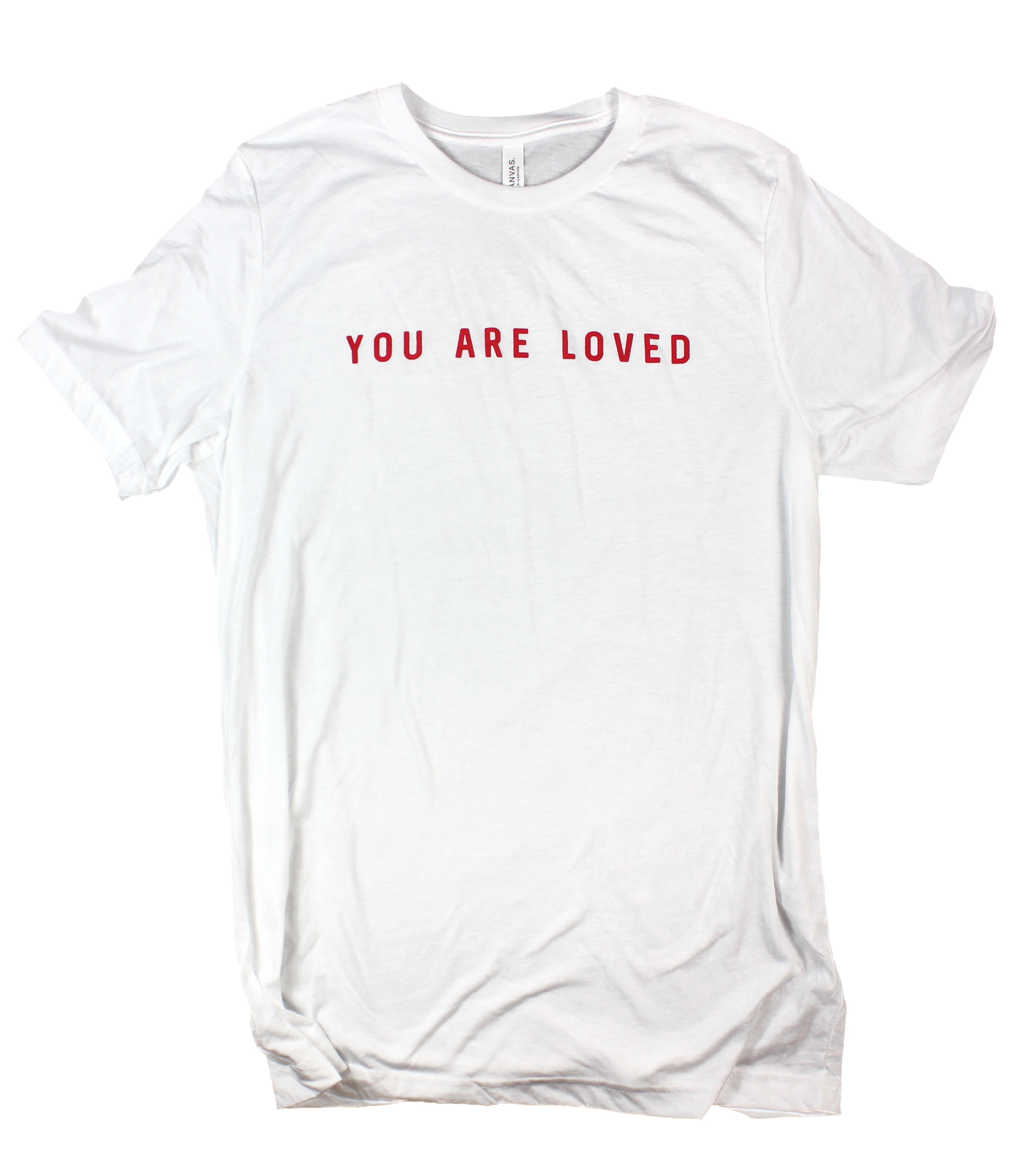 white t shirt red writing