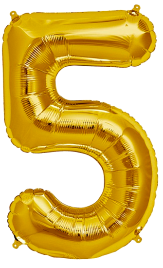 Number Five 5 Jumbo Gold Foil Balloon | Just Party Supplies NZ