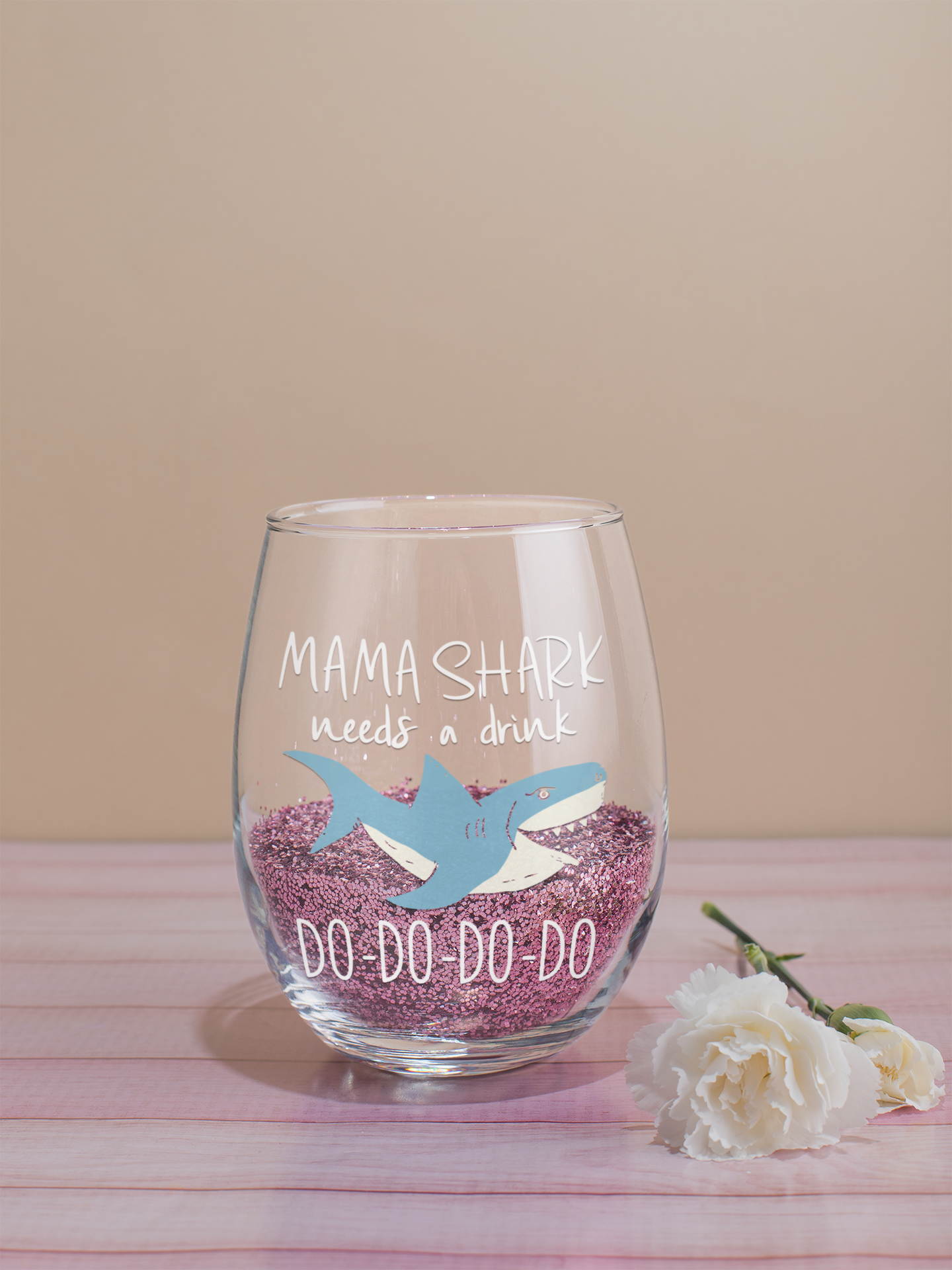 mama shark needs a drink glass