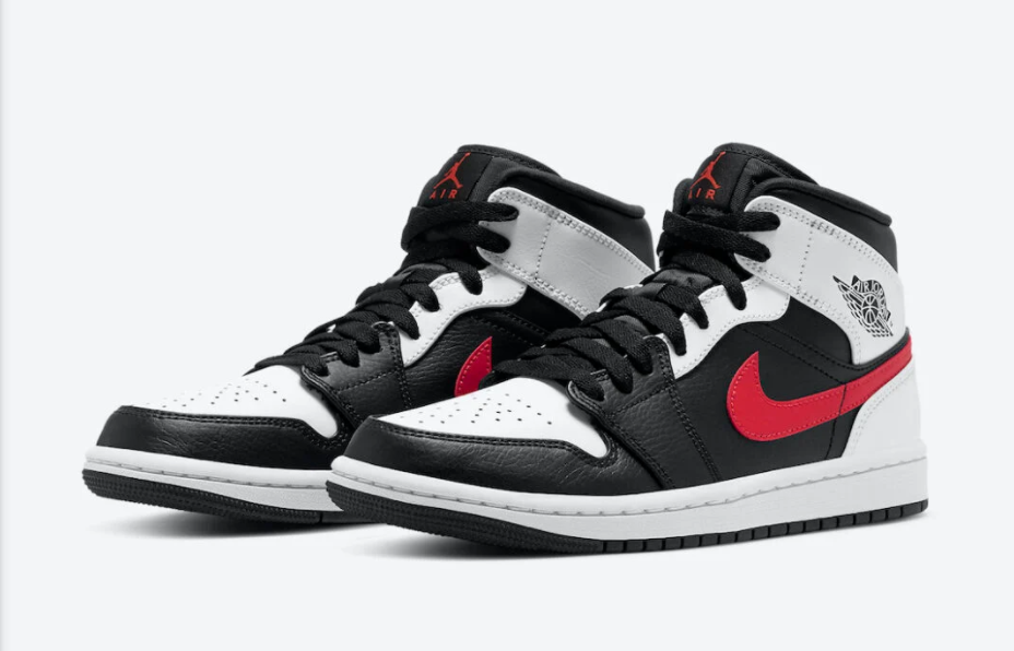 Jordan 1 Mid Black Chile Red White 